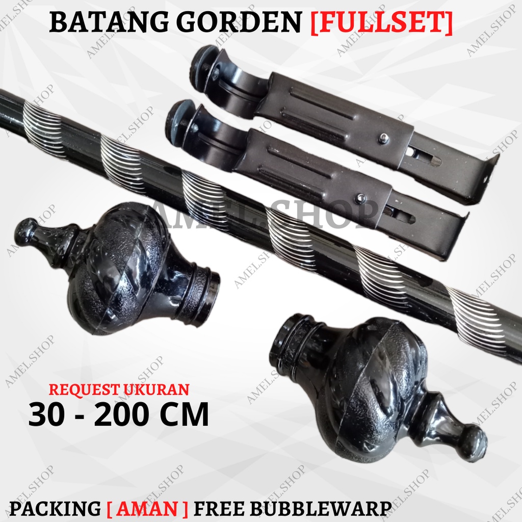 BATANG GORDEN HITAM FULLSET BISA REQUEST UKURAN 30 - 200 CM