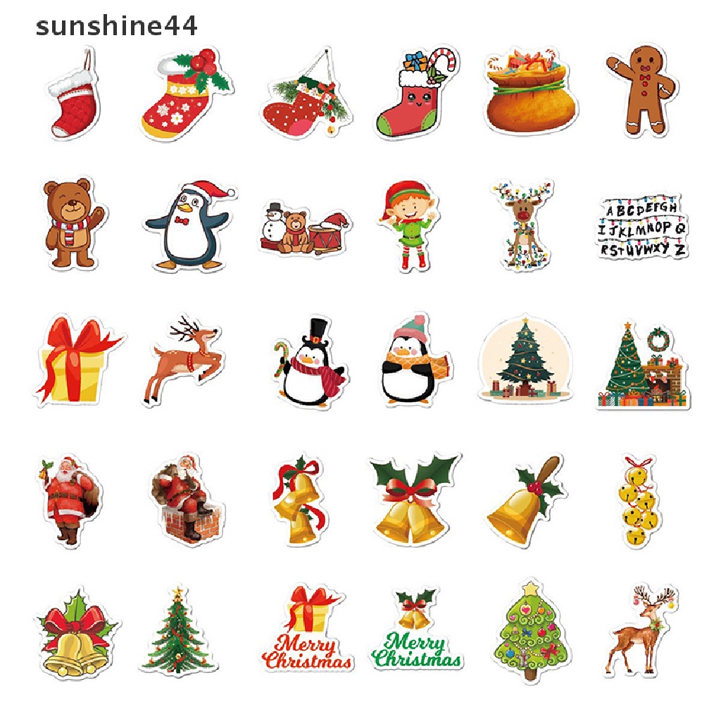 Sunshine 1Set Kartun Doodle Orang Tua Pohon Snowflake Anak Dekorasi Stiker Natal.