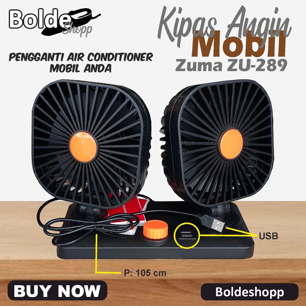 Kipas Angin Mobil Car Pick Up Truck 24 Volt Colokan USB / Kipas Angin Mobil Double Headed Fan / Kipa