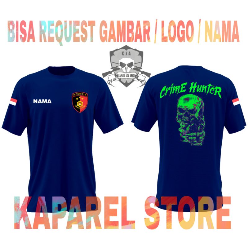 Kaos Crime Hunters Reserse narkoba / Baju Reserse Reskrim Atasan Pria Reskrim Bareskrim Lengan Pende