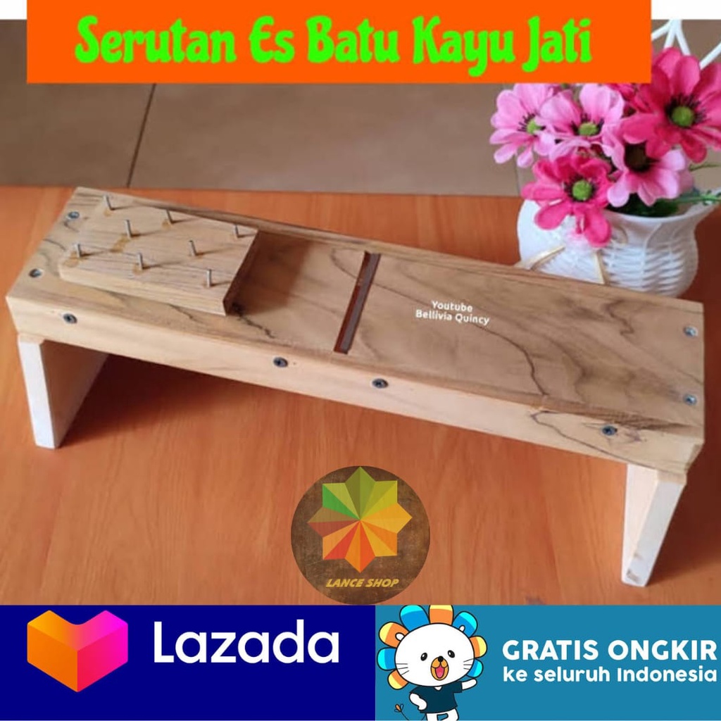 (FREE ONGKIR) ALAT PARUTAN ES BATU MANUAL KAYU JATI / ALAT SERUT ES BATU / SERUTAN ES KAYU / ALAT PA