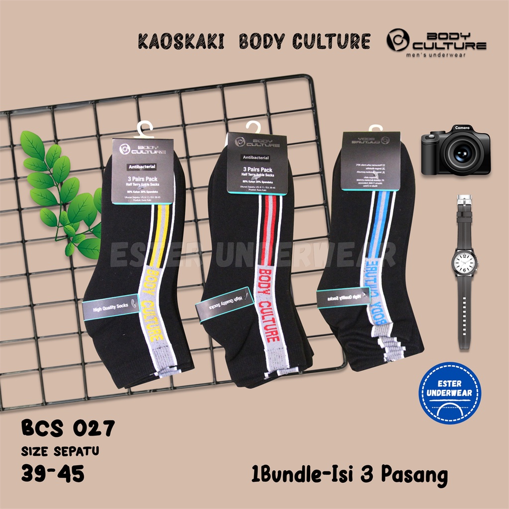 Body Culture BCS027 Kaos Kaki Ankle Bundle Isi 3 Pasang