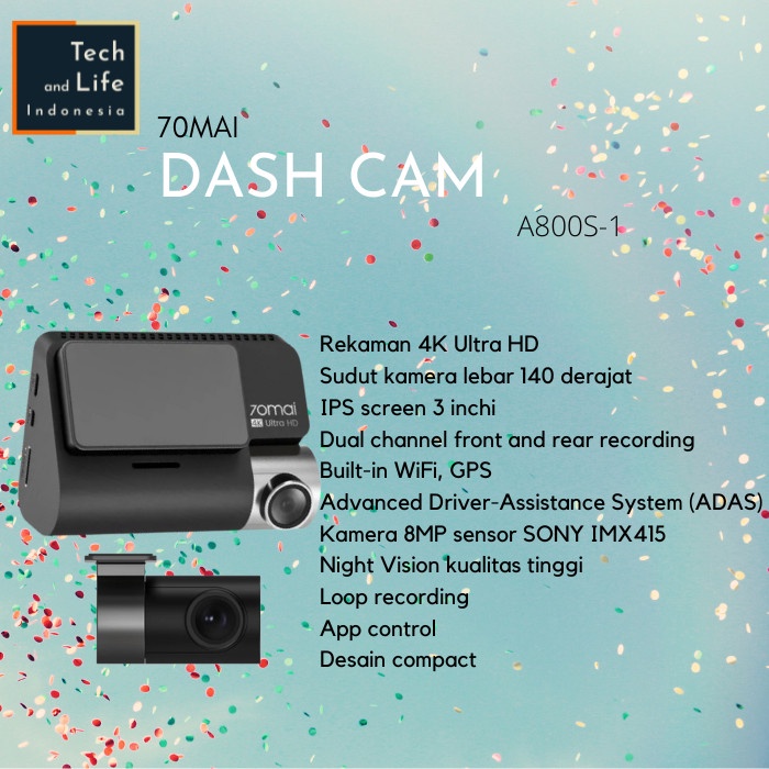 70mai Dash Cam A800s 2160P 4K GPS ADAS