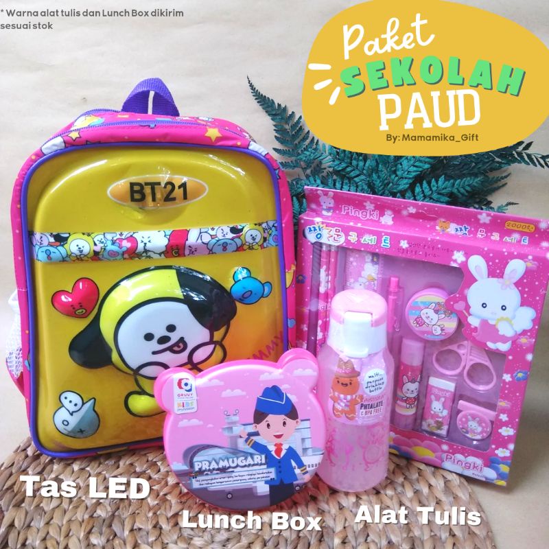 PAKET SEKOLAH ANAK PAUD MOTIF BTS CHIMMY / KADO ULANG TAHUN / HAMPERS ANAK PAUD