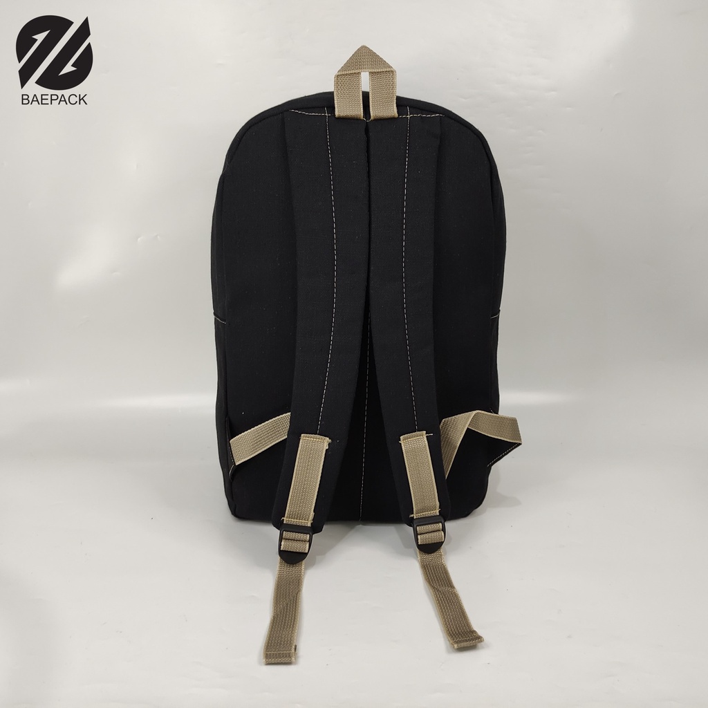 Tas Ransel Pria Dewasa Premium Original Baepack Hitam / Tas Backpack Cowok / Tas Punggung / Tas Sekolah / Tas Kanvasa