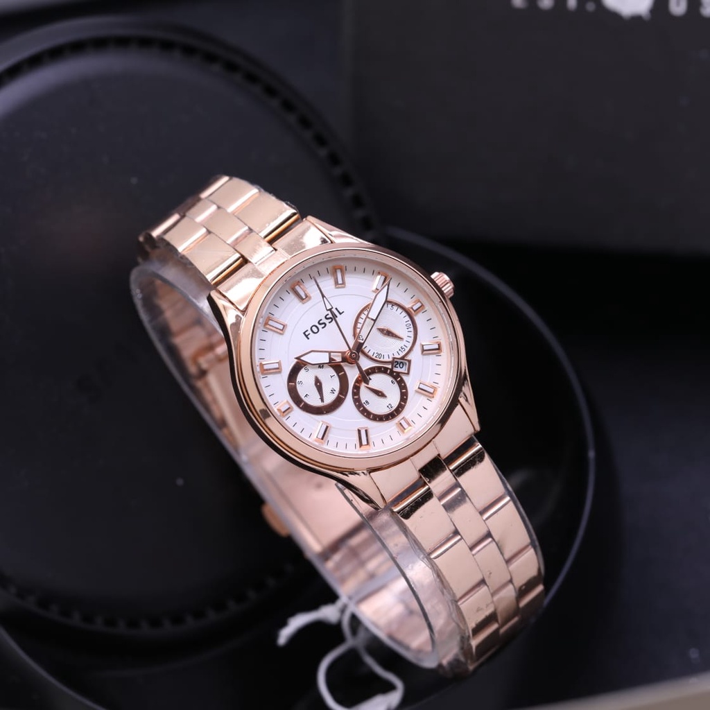 BEST SELLER JAM TANGAN FS WANITA FM60 TALI RANTAI TANGGAL AKTIF BODY BULAT DM 2.7CM FREE BOX &amp; BATERAI || JAM TANGAN FASHION WANITA JAM TANGAN CEWEK MURAH