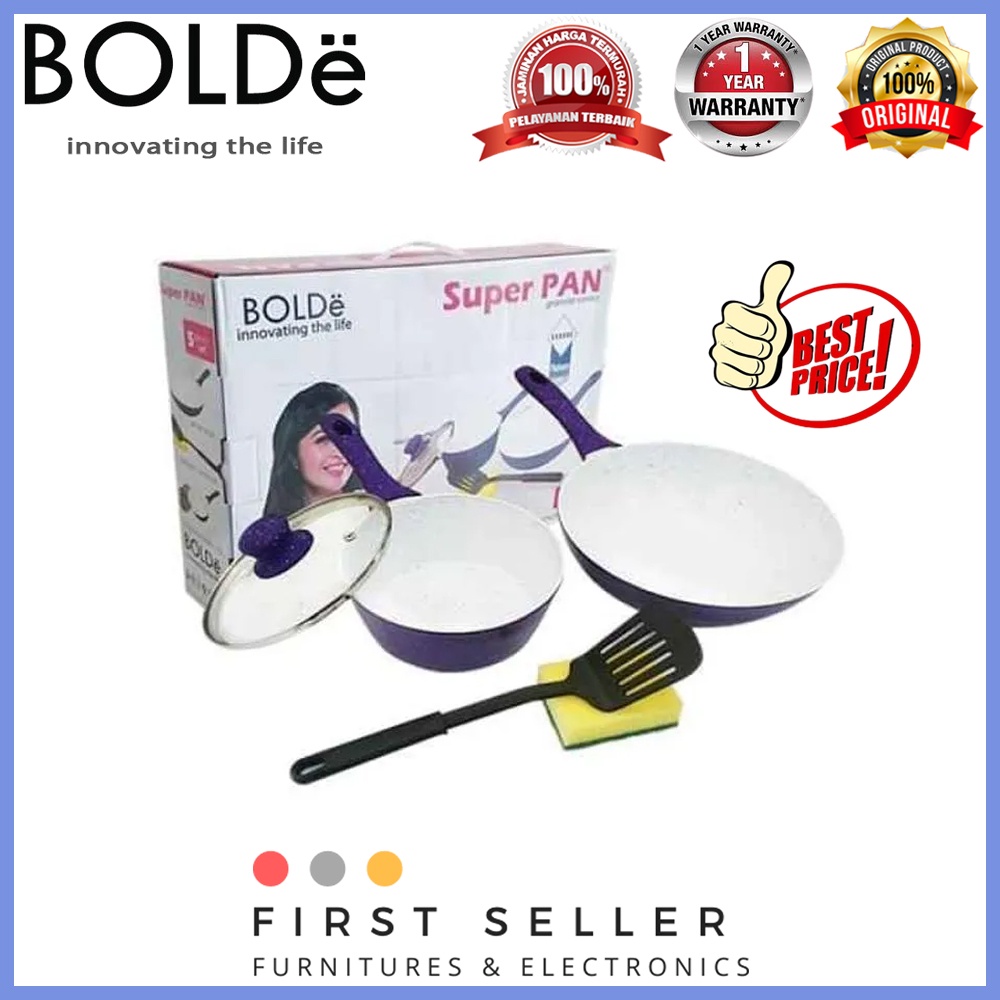 BOLDE SUPER PAN SET / PANCI SET / WAJAN SET PURPLE GRANITE (2 + 3 PCS)