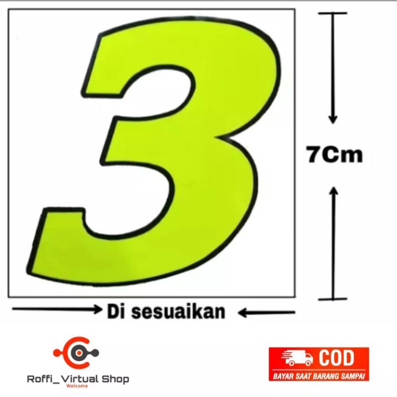 

Stiker cutting angka 3 warna kuning stabilo/ Lem kuat dan tahan lama/ Stiker cutting/ warna stabilo/ real pick/ RF Store