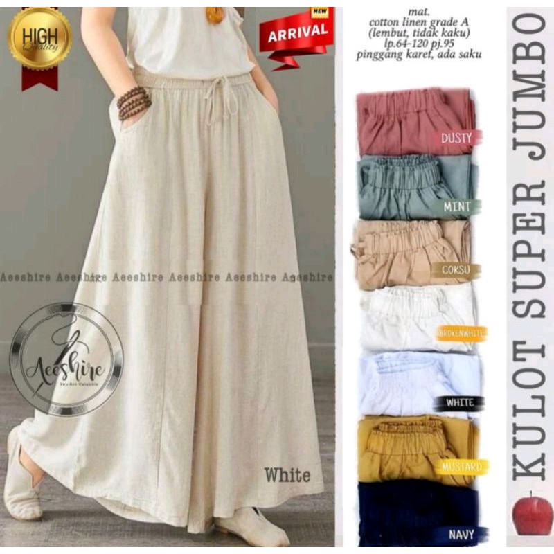Celana kulot super jumbo terbaru kain Katun Linen Original
