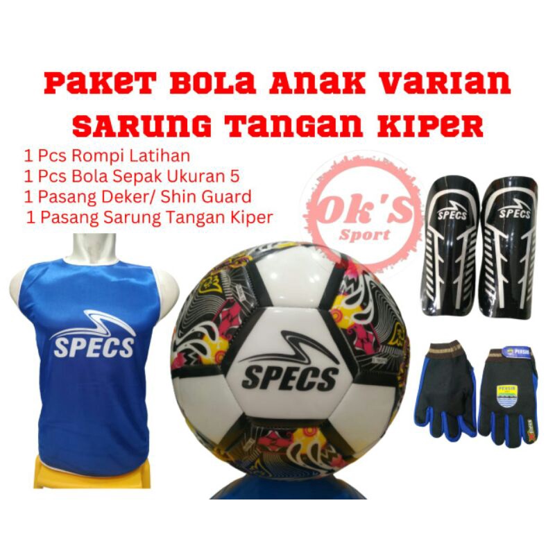 BOLA KAKI BOLA SEPAK STARWING - PAKET BOLA B (BOLA SEPAK SIZE 5, DEKER, SARUNG TANGAN & ROMPI ANAK)
