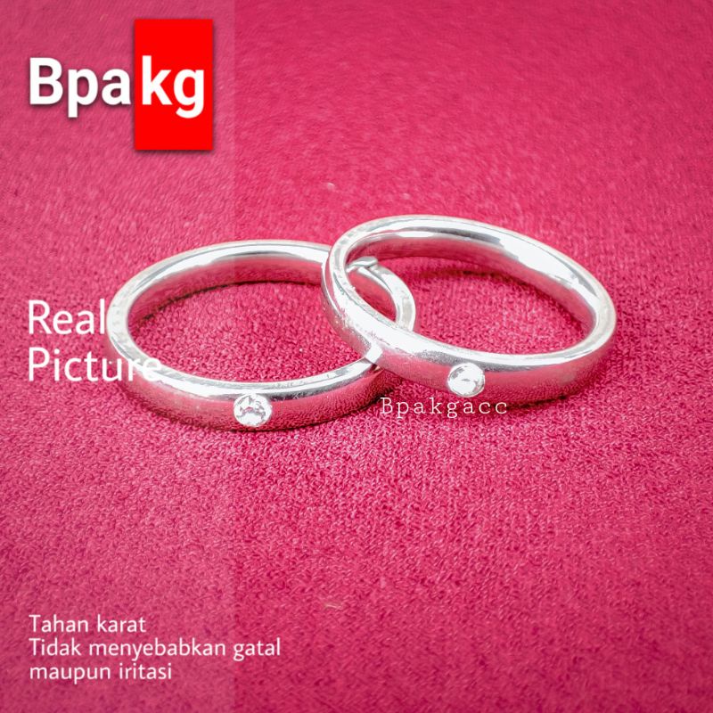 Cincin titanium polos belah rotan tipis Anti karat # Cincin Silver Besi Putih Asli Anti Luntur Awet 