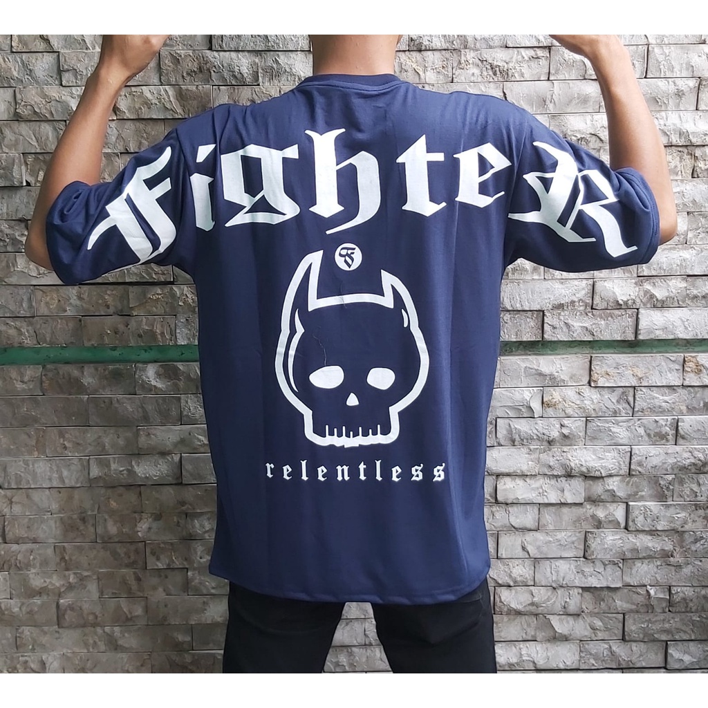 Baju Distro OverSize FIGHTER TENGKORAK Pria dan Wanita ORIGINAL