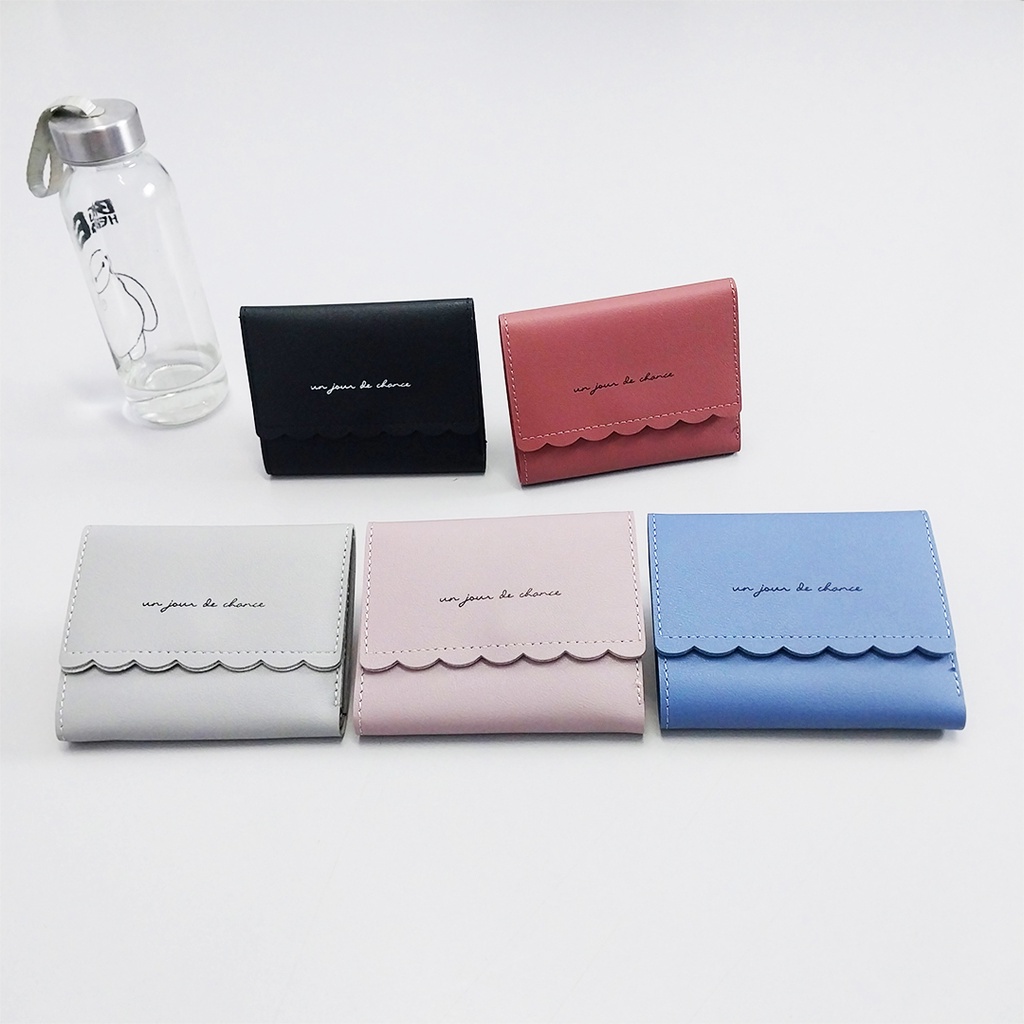AND / COD / Dompet Lipat Wanita Import Dompet Lipat Mini Perempuan Kekinian Dompet Wanita Fashion Kasual Motif Polos Dompet Jalan Cewek Murah D58