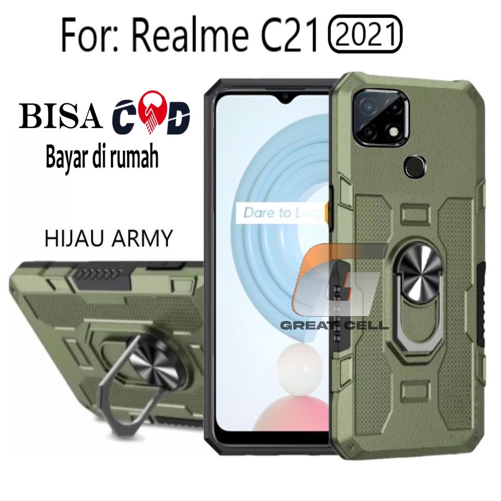 CASING REALME C21(2021)  HARD CASE STANDING  ROBOT  HIT EYE RING--SOFT CASE STANDING ROBOT  REALME C