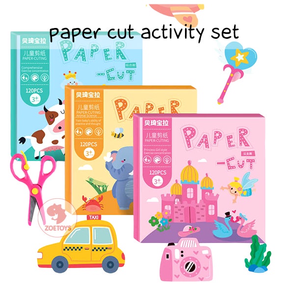 Zoetoys Paper Cut Activity Set | Mainan Menggunting Montessori Anak Education Toy Children Cutting Paper | Art n Craft Training Scissors Scissor Gunting Belajar