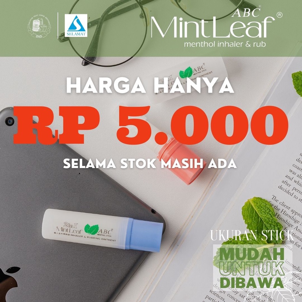 menthol MintLeaf abc Stick 3gr - inhaler dan obat gosok
