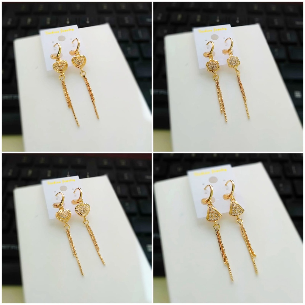 AV17 Grosir Anting Klip Permata Juray Panjang