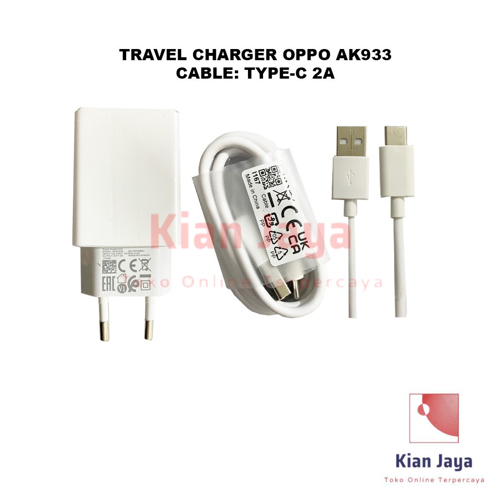 [Garansi 100% Ori] Travel Charger OPPOO AK933 F5 / F7 / A37 / F1S / F3 2A Micro USB V8 AK933GB Adaptor Hp Original