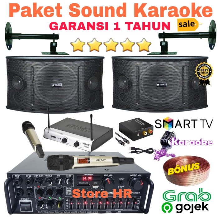 Paket Karaoke Rumahan 10 Inch Bisa Smart Tv Mic Ashley Siap Pakai #Original