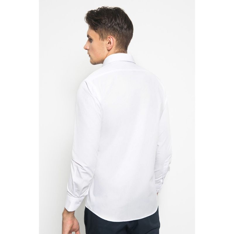 Kemeja Dobby Putih lengan Panjang Slimfit Alisan. 0195