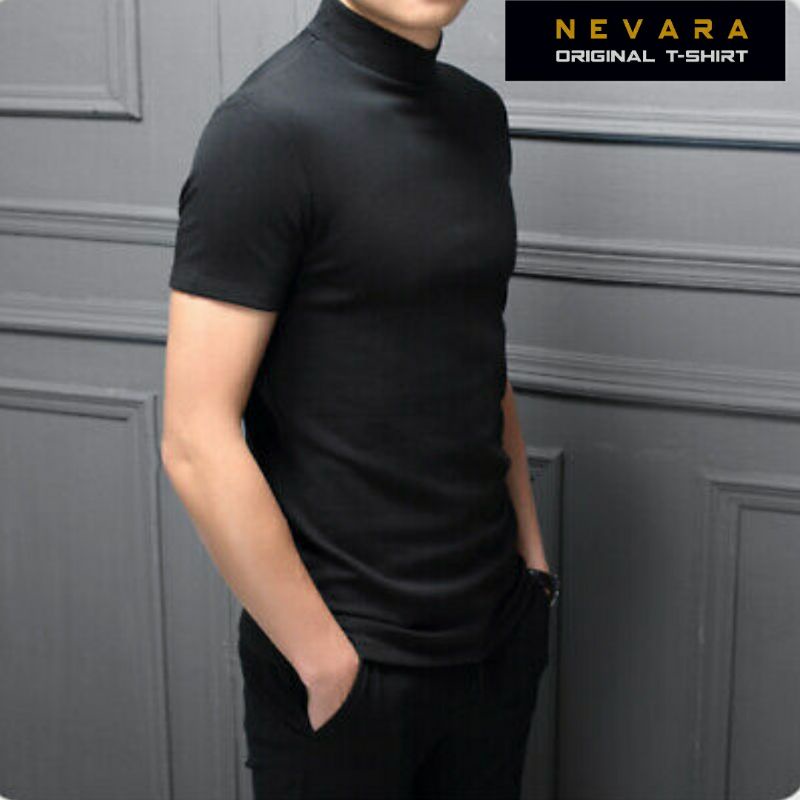 [NEVARA] KAOS TURTLENECK LENGAN PENDEK BLACK