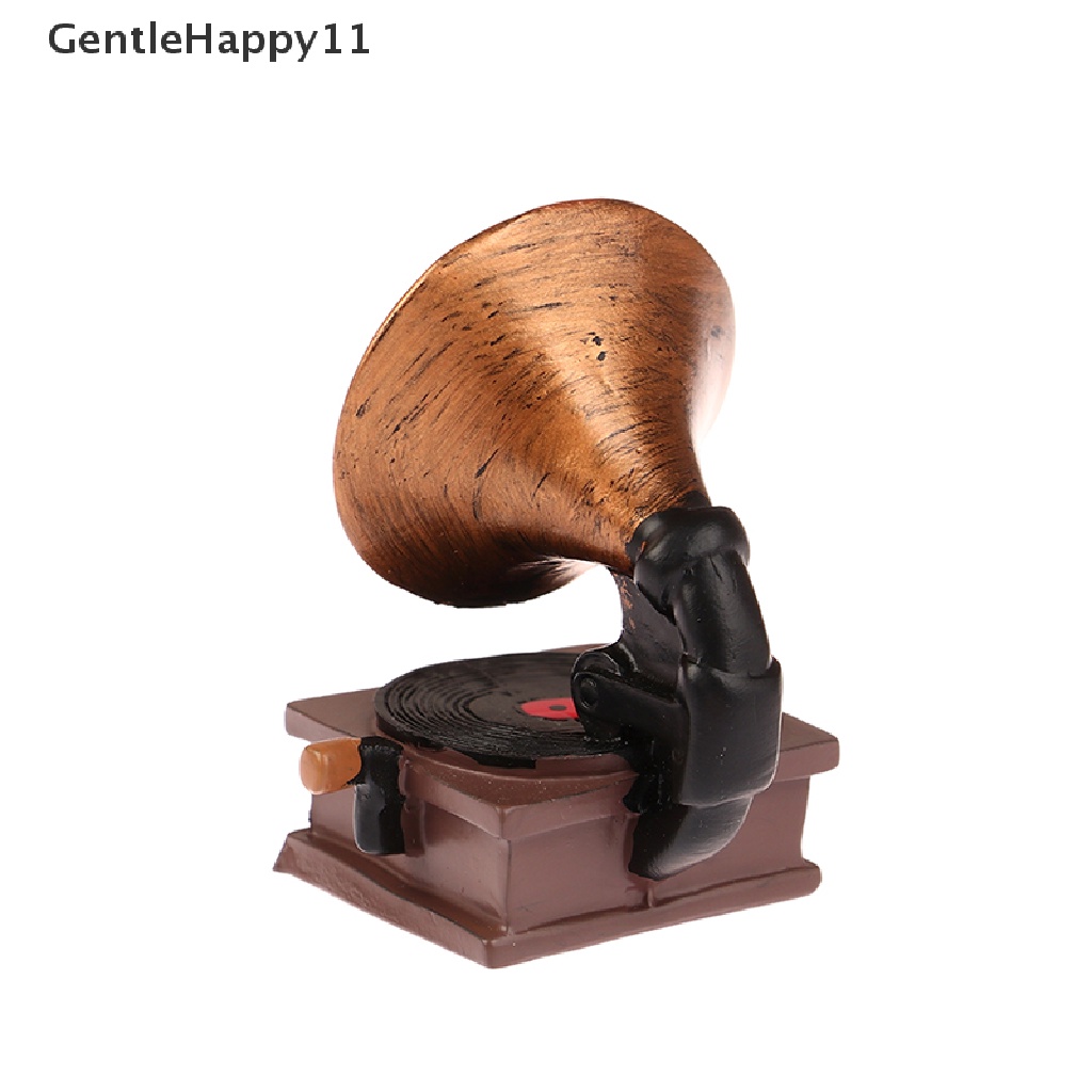 Gentlehappy Rumah Boneka mini Dekorasi model phonograph Kucing Lucu retro phonograph Aksesoris id