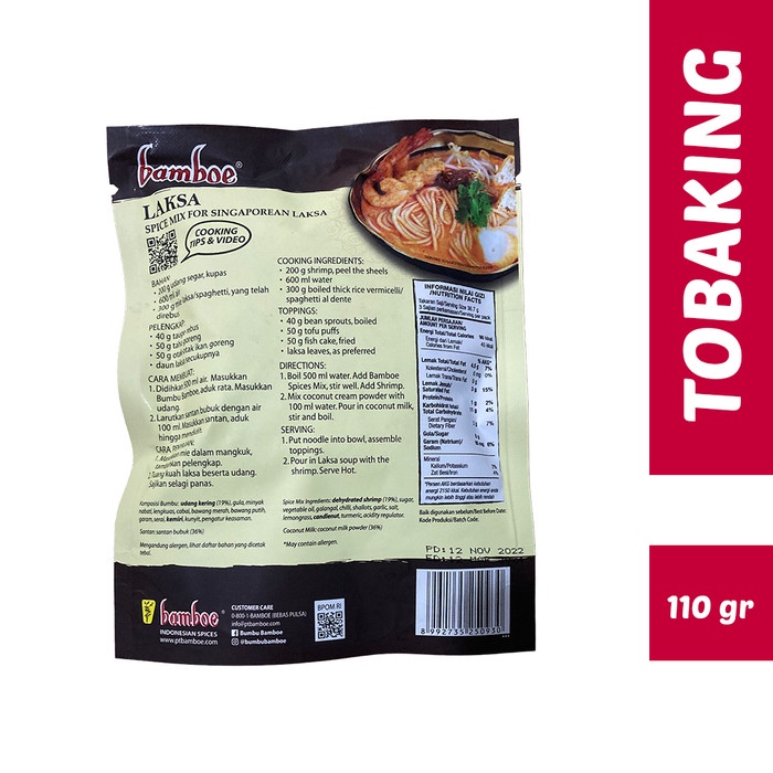 

Maknyuss1 Bamboe Laksa Bumbu 110Gr Bamboe Premium Laksa Singapore