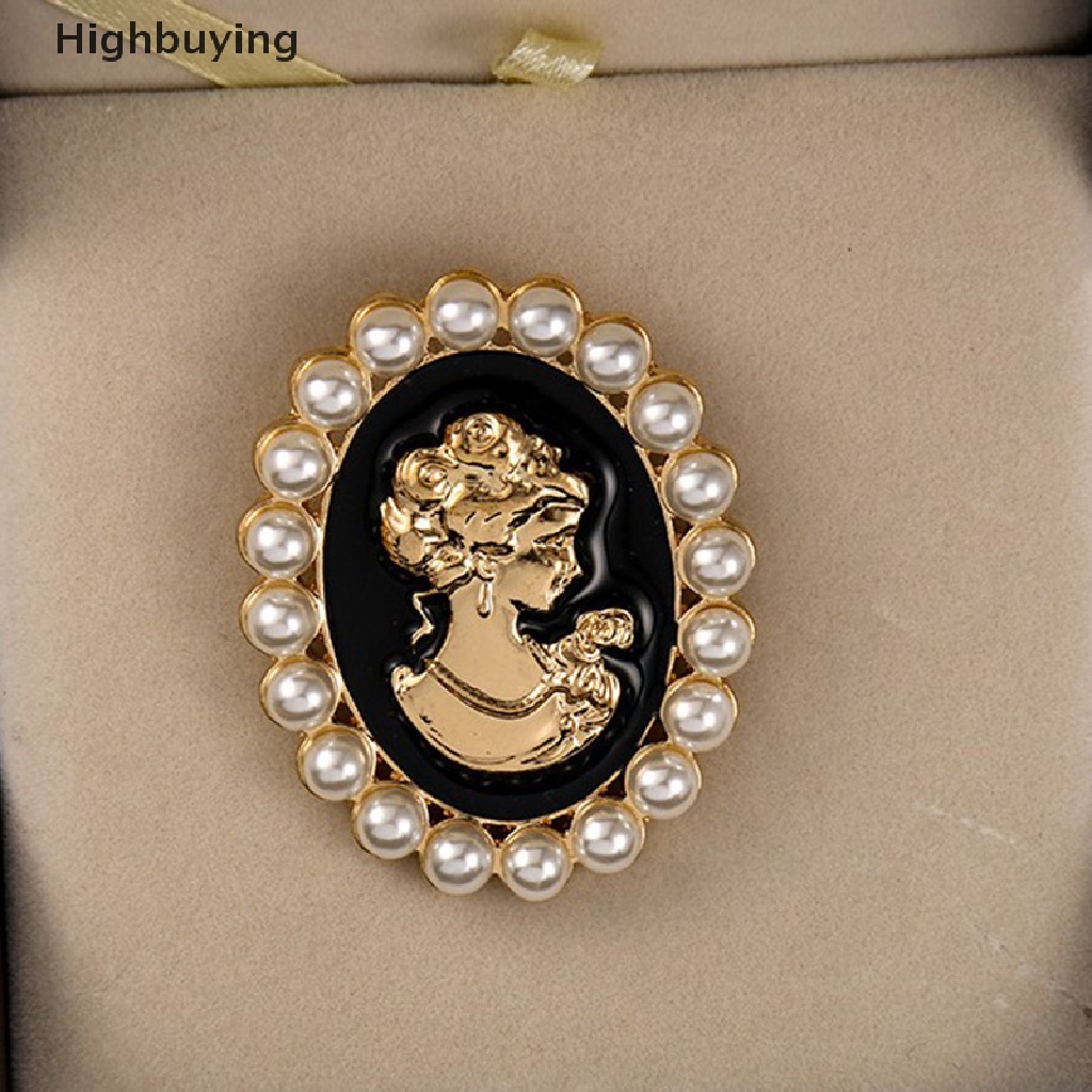 Hbid 1pc Vintage Emas Kecantikan Kepala Mutiara Bros Alloy Drip Minyak Plag Lapel Pin Glory