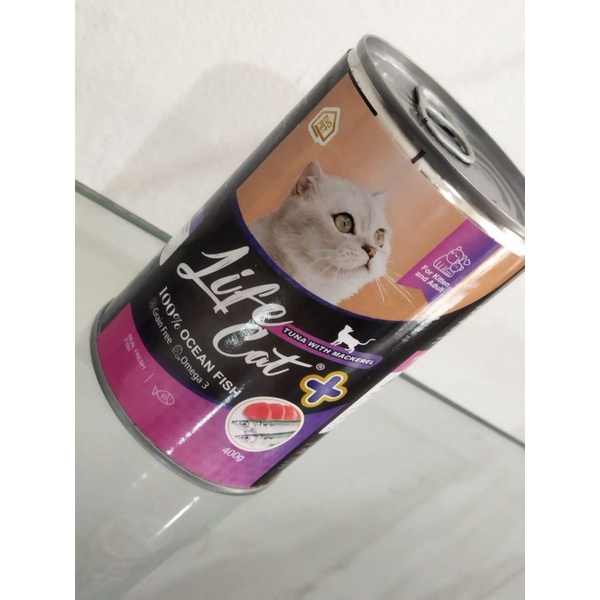 Life Cat Plus Tuna With Mackerel Kaleng Kitten Adult 400 gr Makanan Kucing Basah