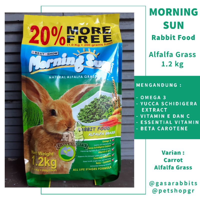 PELET KELINCI MORNING SUN ALFALFA - PELET MORNING SUN RABBIT - MORNING SUN KELINCI - MAKANAN KELINCI