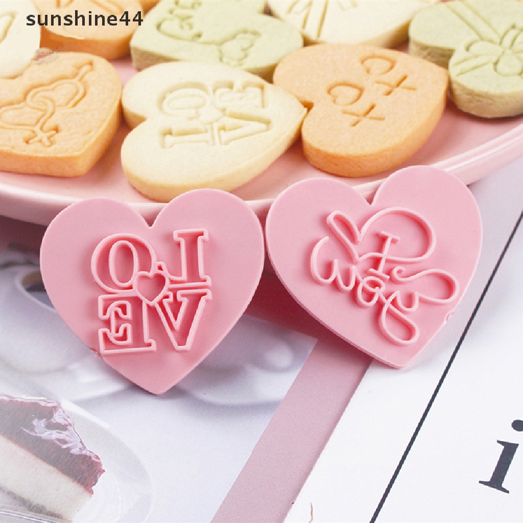 Sunshine 10Pcs/Set Cetakan Biskuit Valene Day Love Bentuk Hati Cookie Molds Baking.