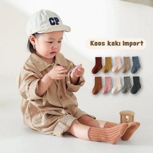 Koas kaki strip polos anak unisex premium usia 0-1 tahun  impor korea