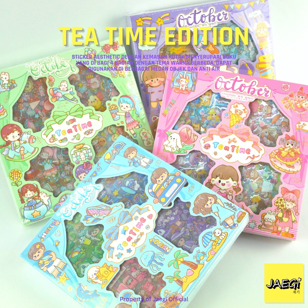 

READY - JAEGi - Premium Waterproof Books Sticker Tea Time Edition 100 Lembar Per Box