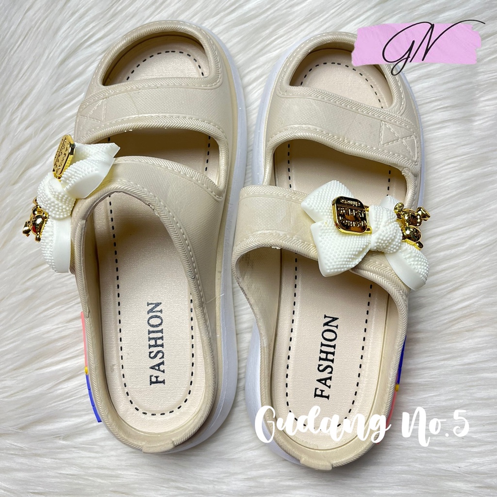 GN-029-2 Sandal Jelly Wanita Fashion Pita Tali Dua Model Terbaru Import PCU