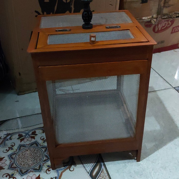 Kandang Burung Sangkar Jangkrik Jati +Laci