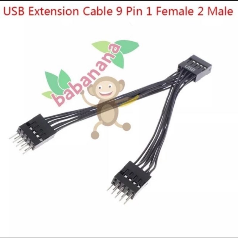 Kabel Extension Splitter USB 9 pin Motherboard 1 Female to 2 Male AIO