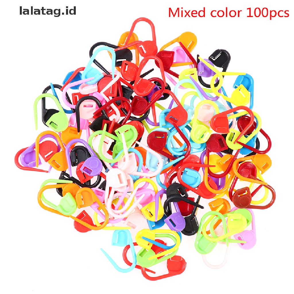 [lalatag] 100pcs Penanda Warna Campur Pin Kecil Plastik Knitg Hook Alat Rajut [ID]