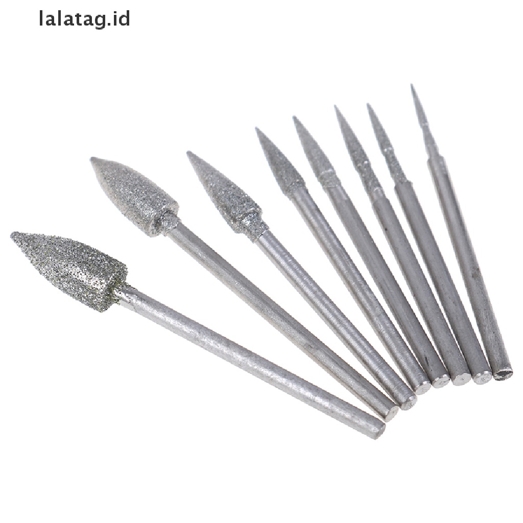 [lalatag] 8pcs diamond grinding head polishing needle bits burrs Alat Ukir Batu Logam [ID]