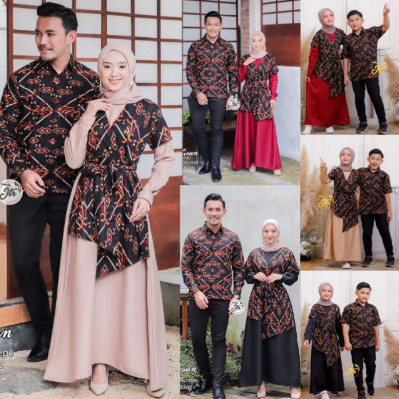 Couple Keluarga Jesna Batik Modern Gamis Batik Hem Kemeja Batik Ukuran M L XL Baju Cuple Pasangan Gaun Pesta Lamaran Tunangan Seserahan Kondangan Lebaran Long Dress Muslim Wanita Terbaru 2022 Baju Couple Suami Istri Modern Kemeja Batik Lengan Panjang