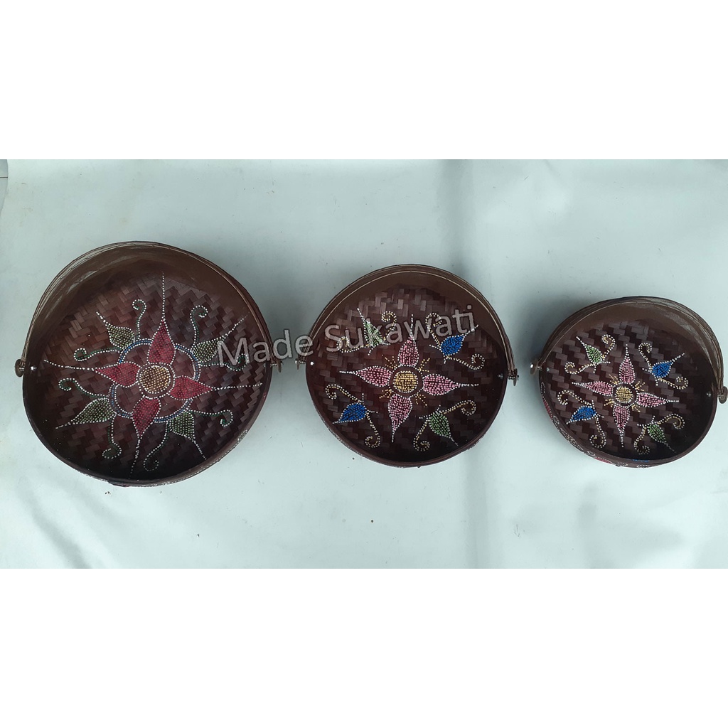Set wadah tedung saji isi 3pcs kerajinan wadah tradisional bali