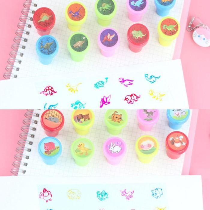 

10pcs Set Stempel Motif Hewan Buah 355mm Untuk Ak Belajar Kognif C7N3