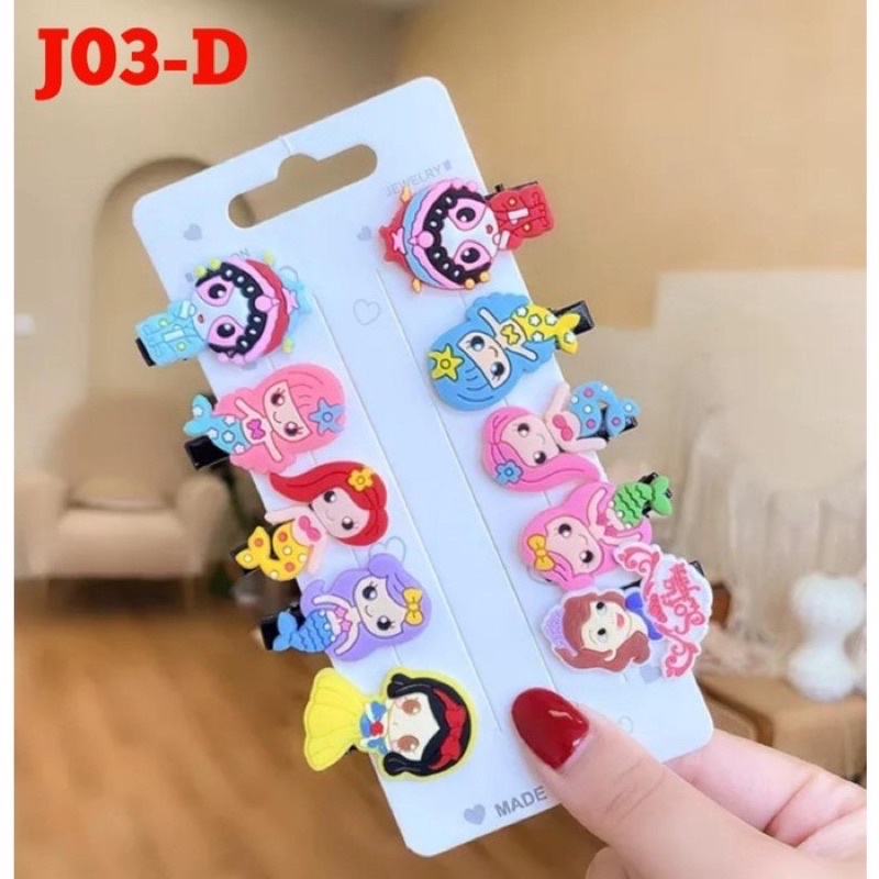 J03 1Set 10pcs Jepit Rambut Anak Motif Karakter Kartun/Hair Clip Promo Sen