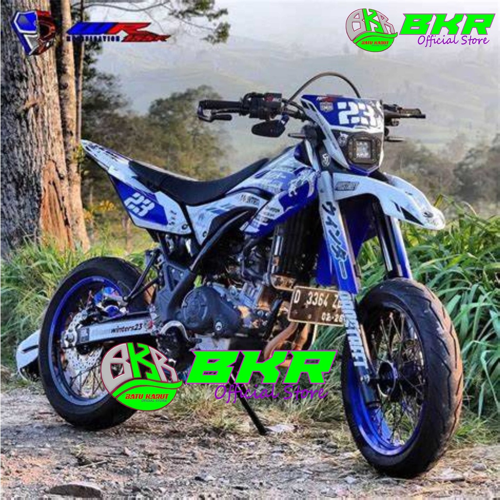 STIKER / DECAL WR 155 FULL BODY TERBARU KEREN,HUDGRAHIX,SUPERMOTO VARIASI BIRU-PUTIH-MERAH-HITAM.BIS