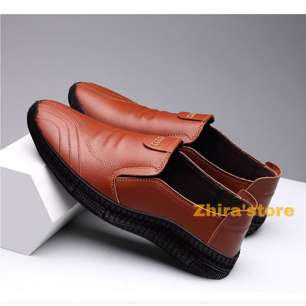 ZHIRA STORE sepatu pantofel POLOS vintage/Slip on pria kulit/sepatu pria model polos/SEPATU FORMAL STYLE/sepatu kulit VOOL 03