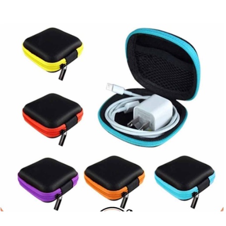 Travel Pouch - Dompet Persegi - Case Organizer - Tempat Headset Koin Kunci Kotak Penyimpanan Charger Mini