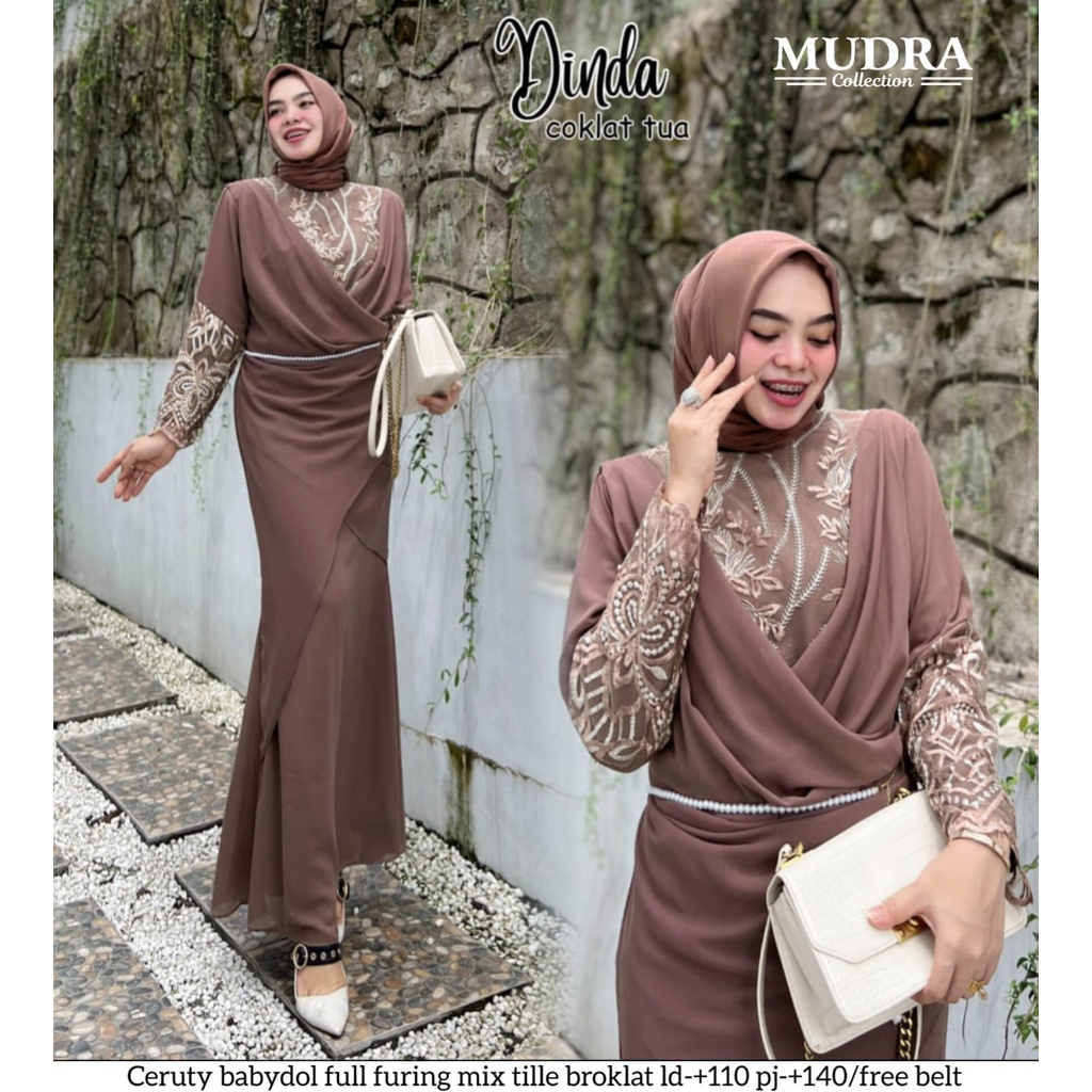 Jual [terbaru] Dinda Dress Gamis Pesta Mix Brukat Premium Ori By Mudra