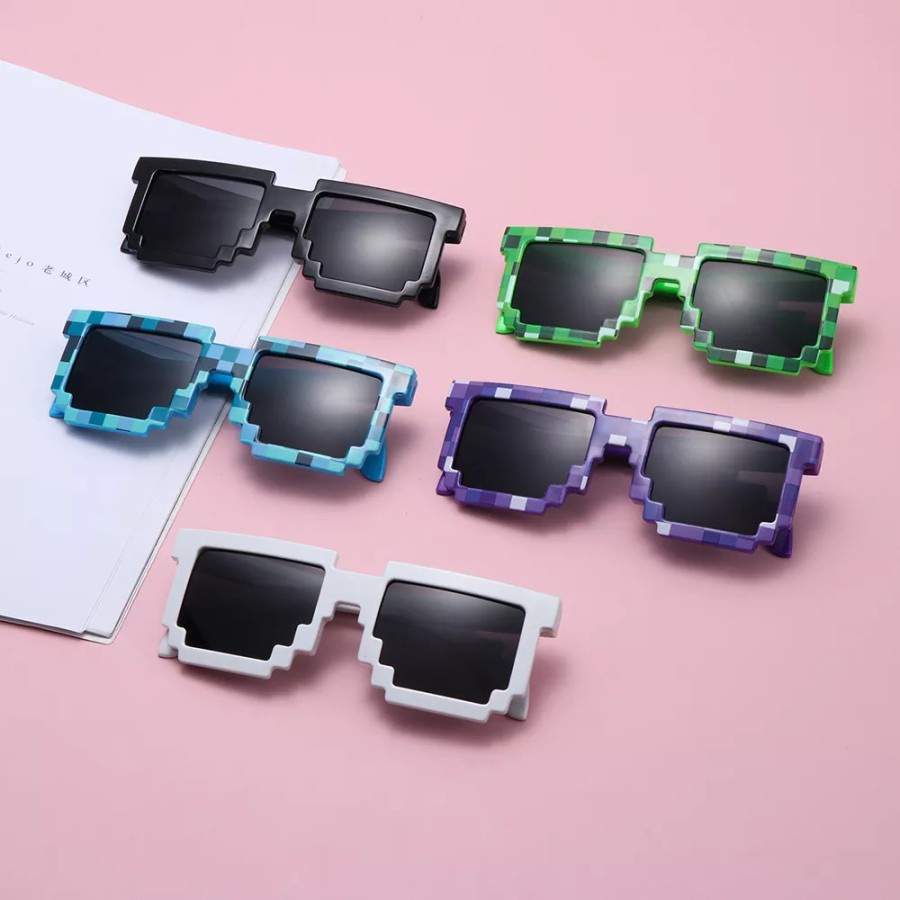 Kacamata Thug Life Square Black Kacamata Hitam Minecraft Figure Cosplay Kacamata Minecraft Frost Diamond Kacamata murah Minicraft Pixel Gaming Anak Laki Perempuan kekinian