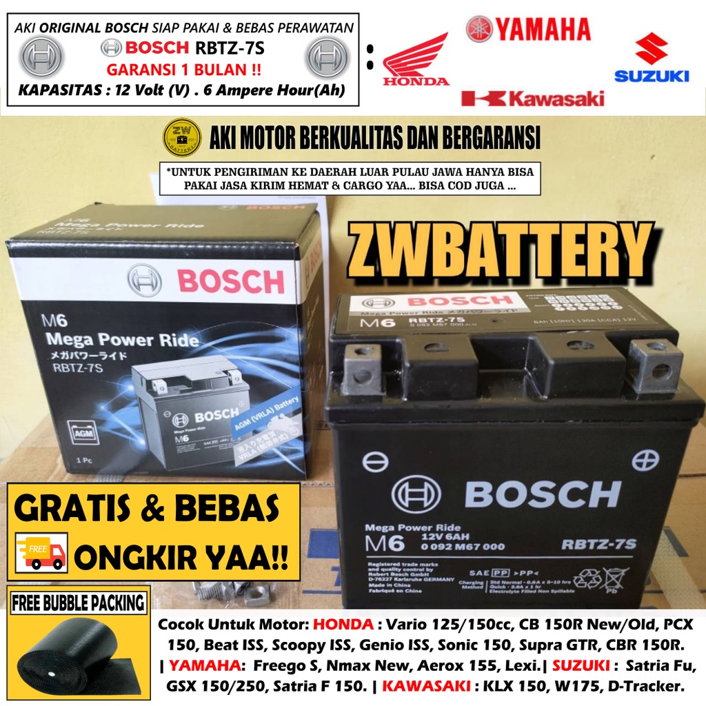 AKI MOTOR NMAX NEW, AEROX 155, PCX 150, LEXI, ADV RBTZ-7S BOSCH AGM MF