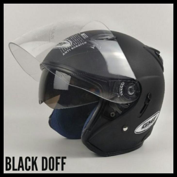 Helm Half Face Double Visor||Gmt Black Doff Original||Helm Motor Sni