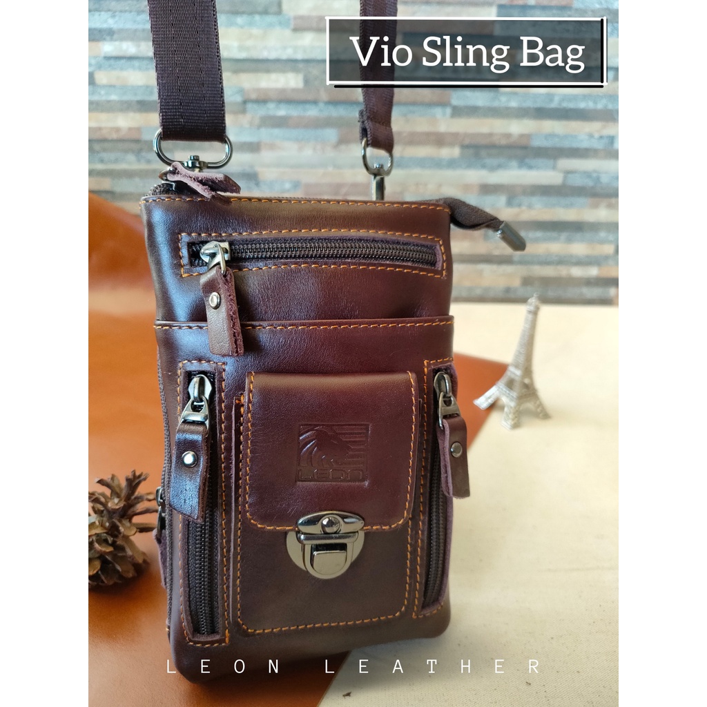 RST Tas Pinggang Pria Tas HP Pinggang Bahan Kulit Sapi Asli Tas HP Pria Kulit sapi Slingbag Kulit